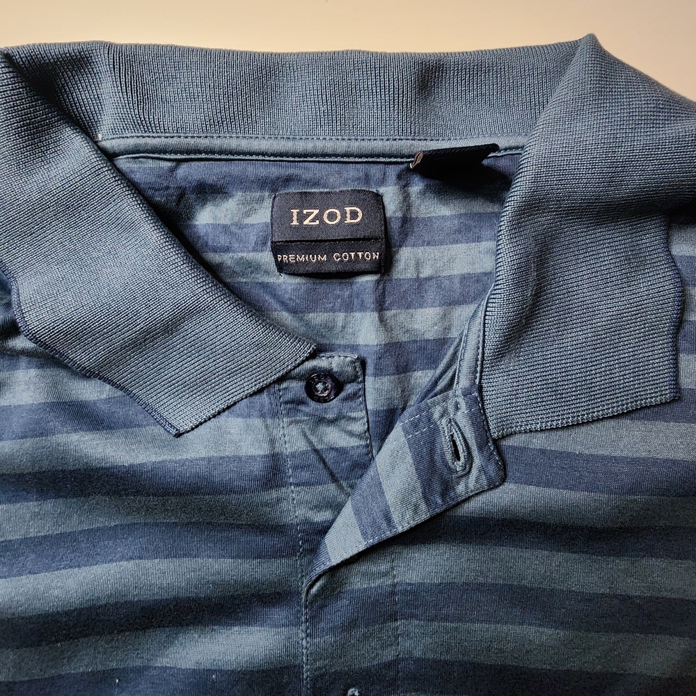 Izod Navy Striped Polo Shirt